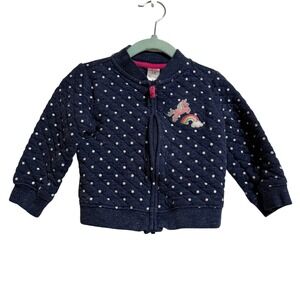 Carters Girls Navy Polka Dot Quilted Unicorn Rainbow Bomber Jacket 18 Months‎